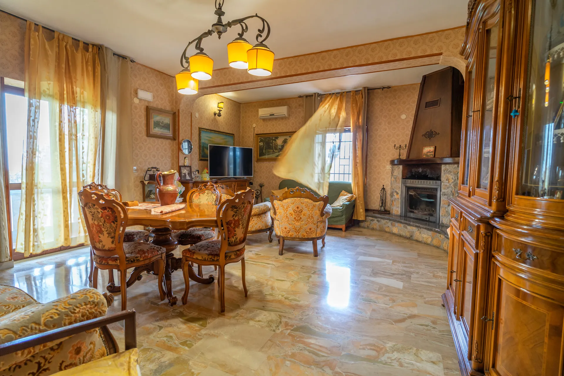 living room with fireplace